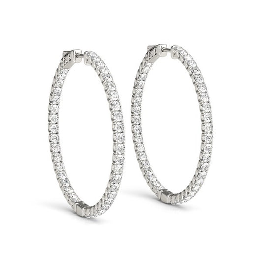 2 CT. T.W Diamond Hoop Earrings in 14k White Gold