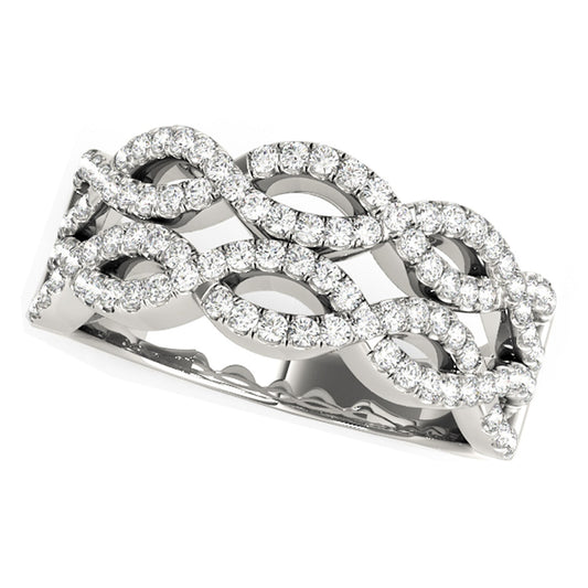 5/8 CT. T.W Double Interlocking Waves Diamond Ring in 14k White Gold