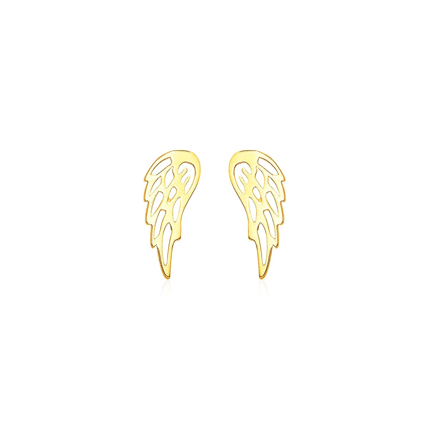 14k Yellow Gold Polished Wing Post Earrings