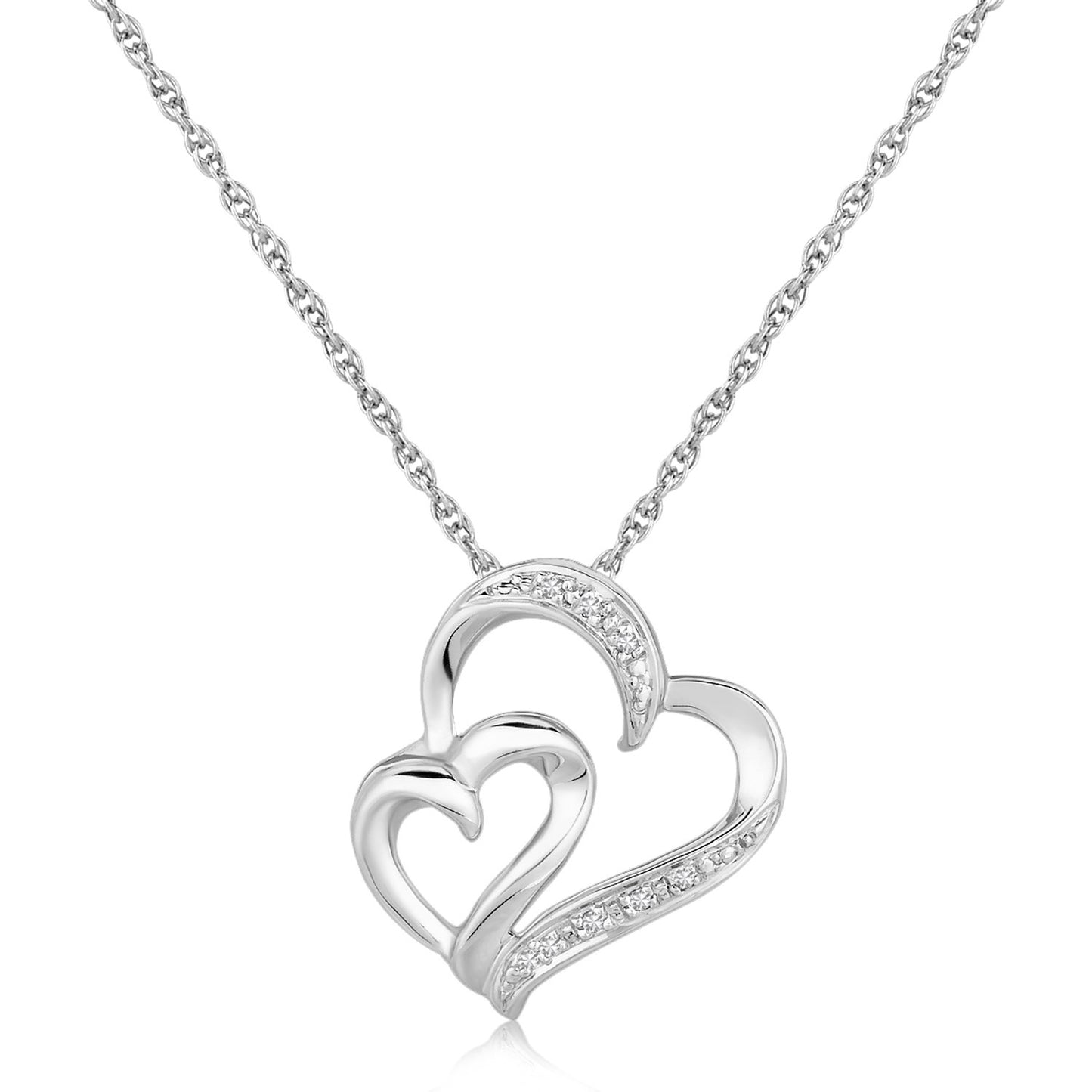 Dual Heart Design Diamond Embellished Pendant