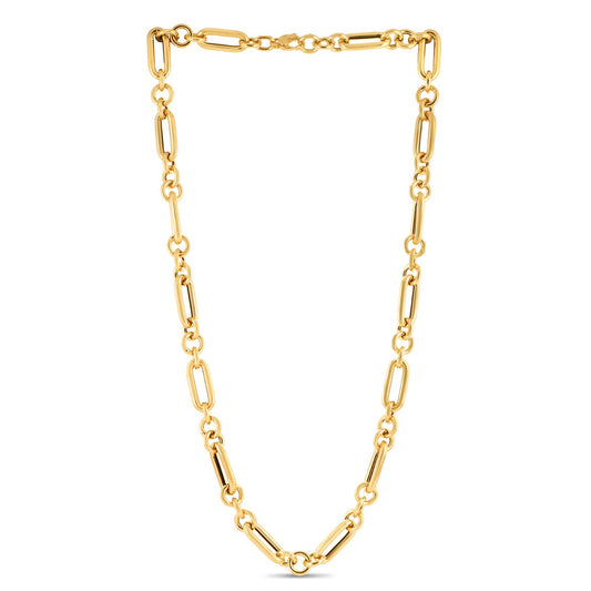 14k Yellow Gold Italian Alternating Paperclip Necklace