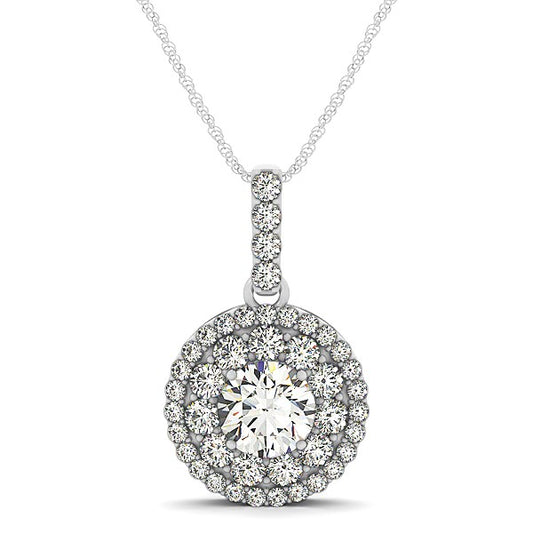 1 1/4 CT. T.W Round Shape Diamond Halo Pendant in 14k White Gold