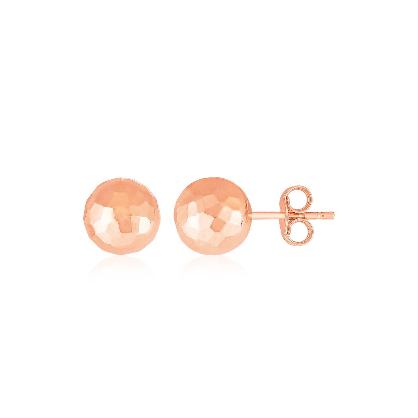 14k Rose Gold Textured Ball Earrings