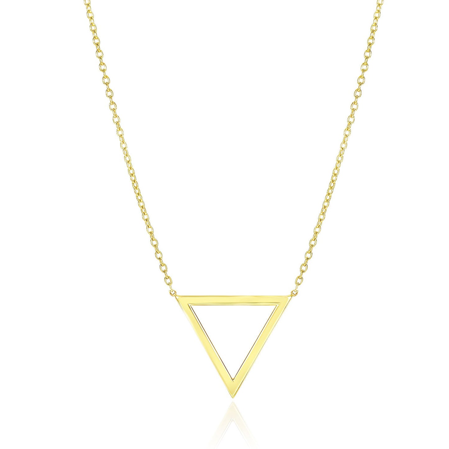 14k Yellow Gold Open Triangle Necklace