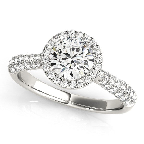1 1/3 CT. T.W. Diamond Halo Engagement Ring with Pavé Band in 14K White Gold