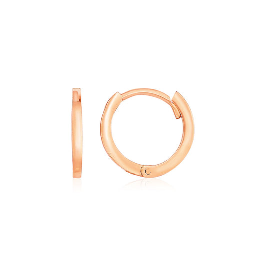 14k Rose Gold Polished Round Hoop Earrings