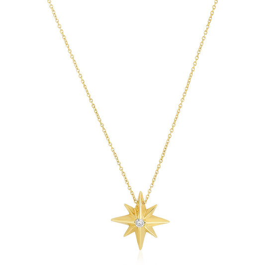 14k Yellow Gold North Star Necklace