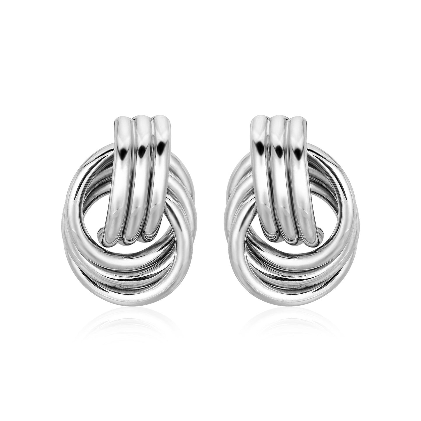 Sterling Silver Polished Love Knot Earrings with Interlocking Rings (15mm)