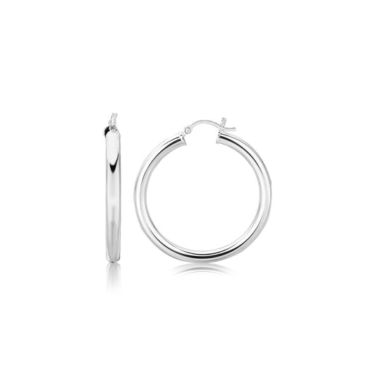 Sterling Silver Thick Polished Hoop Earrings