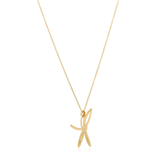 14k Yellow Gold Dragonfly Necklace