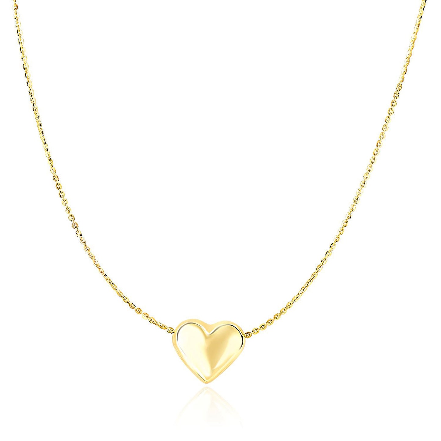 14k Yellow Gold Heart Charm Necklace