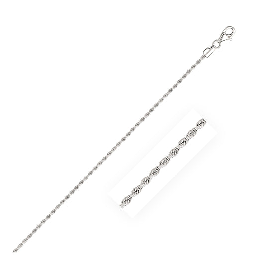 14k White Gold Diamond Cut Rope Anklet