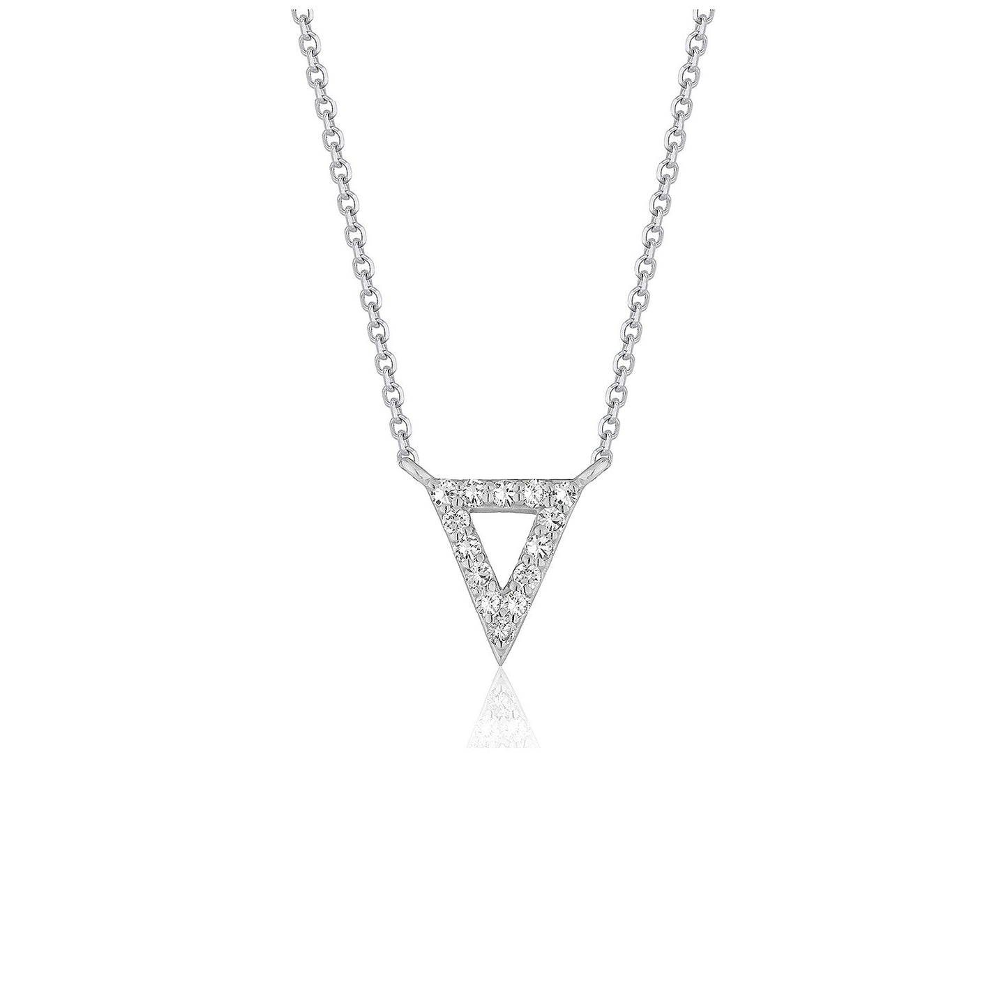 3/20 CT. T.W Diamond Inverted Triangle Pendant in 14k White Gold