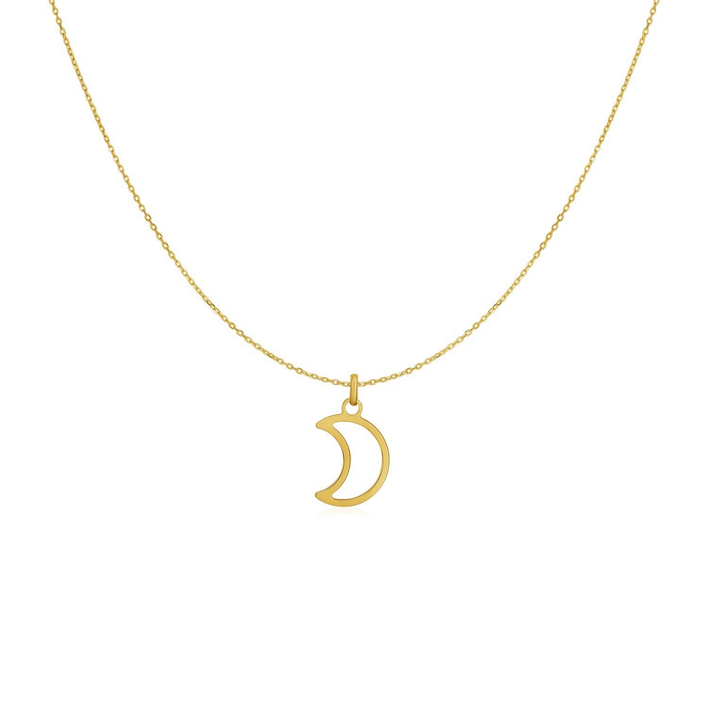 14k Yellow Gold Necklace with Moon Pendant