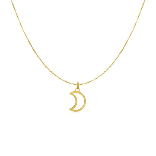 14k Yellow Gold Necklace with Moon Pendant