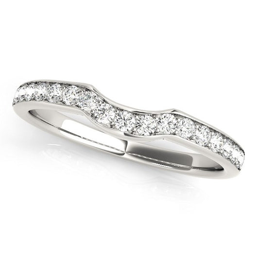 1/4 CT. T.W. Curved Diamond Wedding Band in 14k White Gold