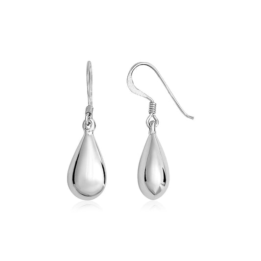 Sterling Silver Polished Teardrop Dangle Earrings