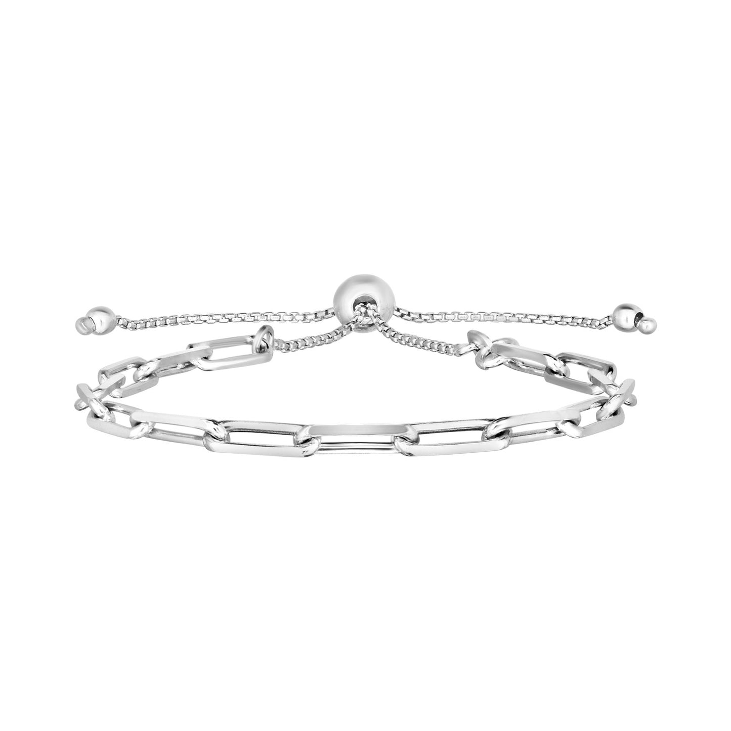 Sterling Silver Adjustable Paperclip Bracelet