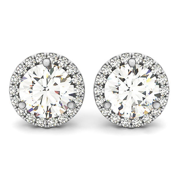 1 CT. T.W Diamond Halo Earrings in 14k White Gold