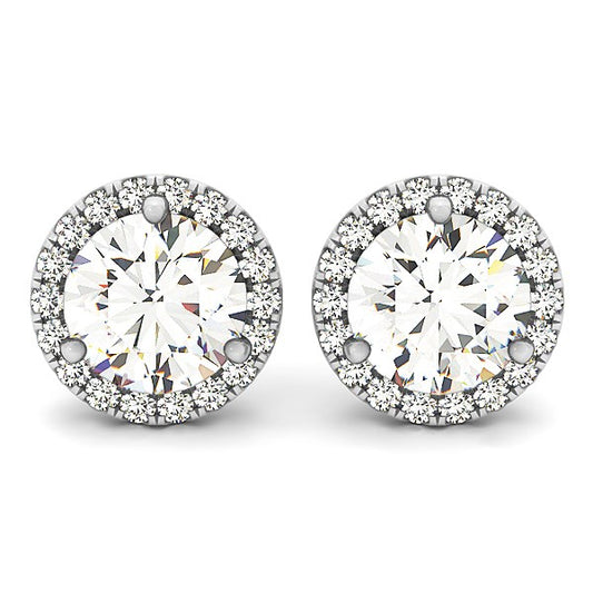 1 CT. T.W Diamond Halo Earrings in 14k White Gold