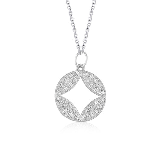 1/3 CT. T.W Cut Out Diamond Studded Circle Pendant in 14k White Gold