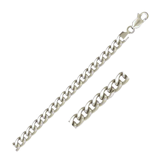 14k White Gold Semi Solid Miami Cuban Link Bracelet