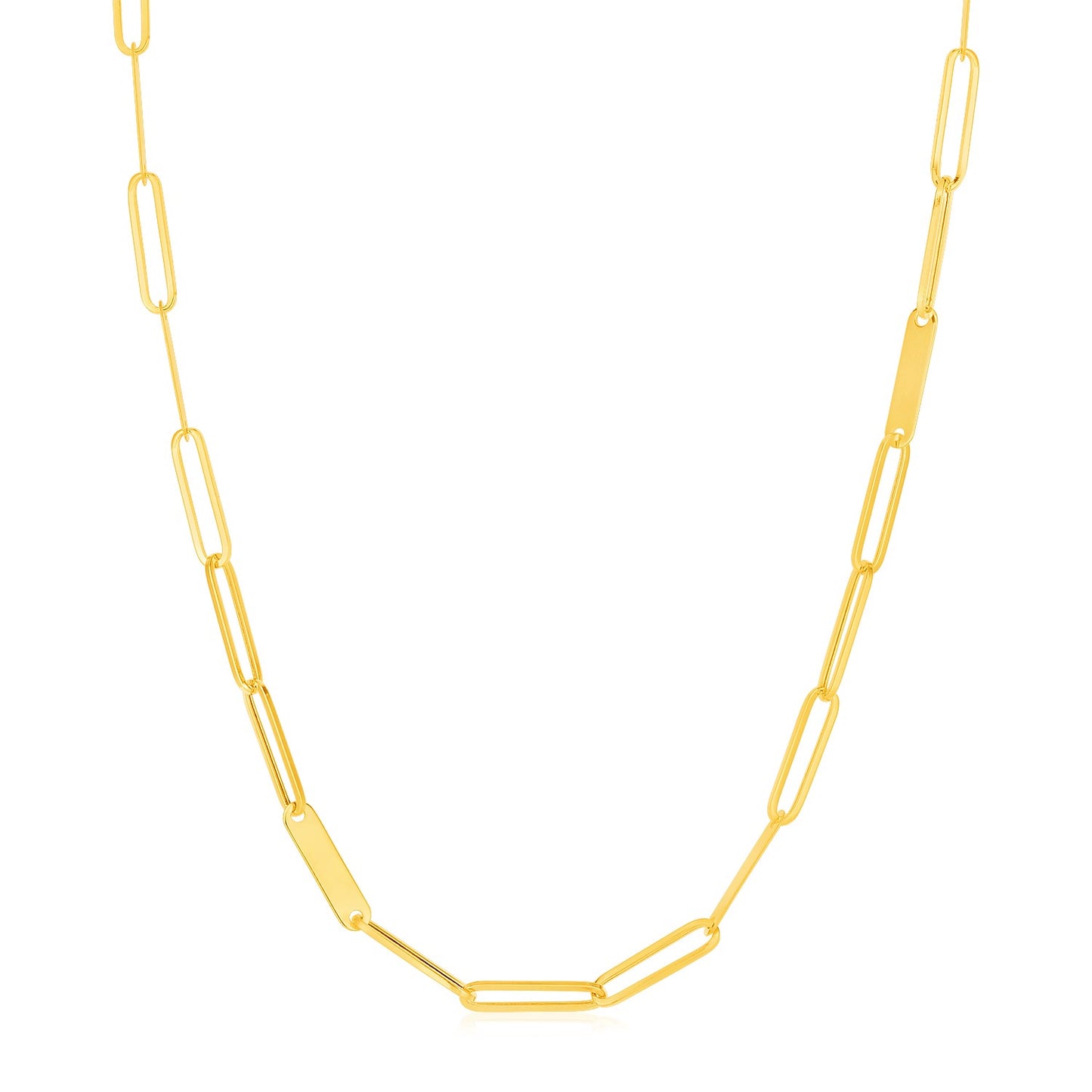 14k Yellow Gold Alternating Paperclip Necklace