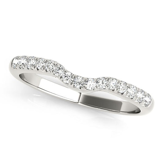 1/5 CT. T.W. Pave Set Curved Diamond Wedding Band in 14k White Gold