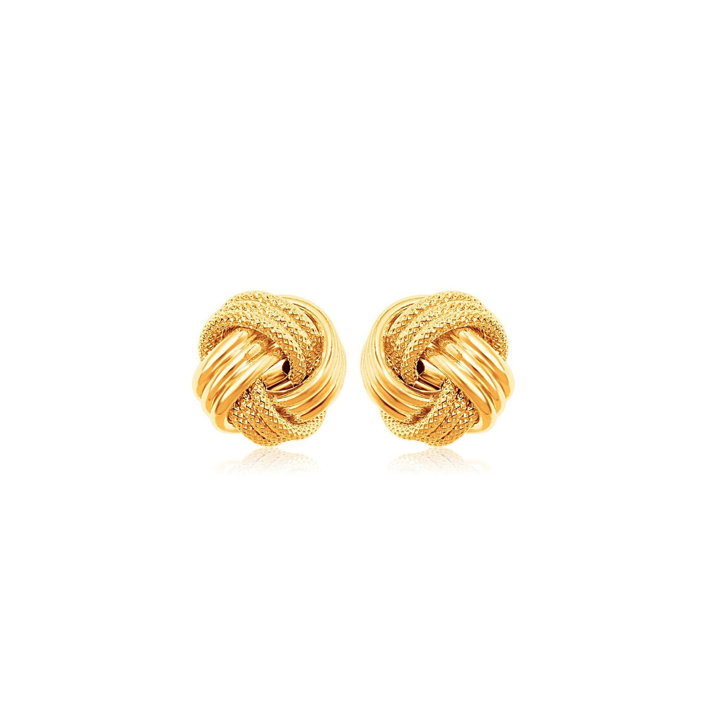 10k Yellow Gold Textured Love Knot Earrings