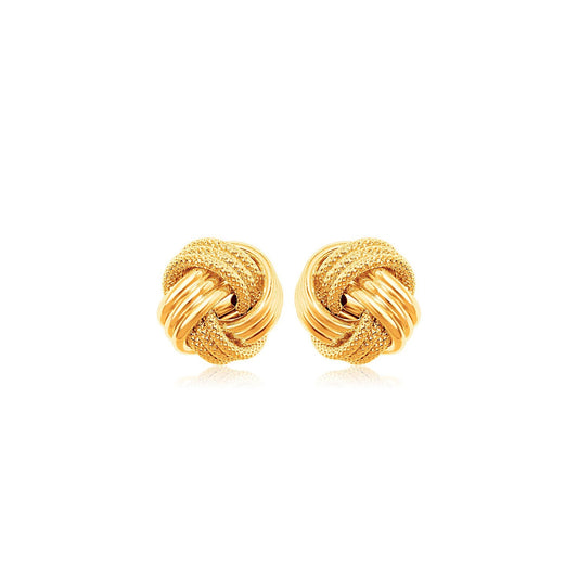 10k Yellow Gold Textured Love Knot Earrings