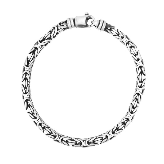 Gunmetal Finish Sterling Silver Byzantine Chain Bracelet (5.00 mm)