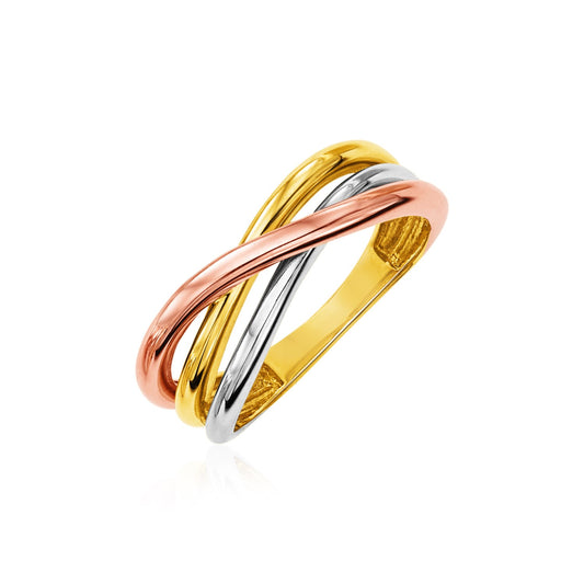 14k Tri Color Gold Twist Style Ring (2.50 mm)