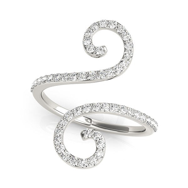 1/2 CT. T.W Flourish Style Diamond Ring in 14k White Gold