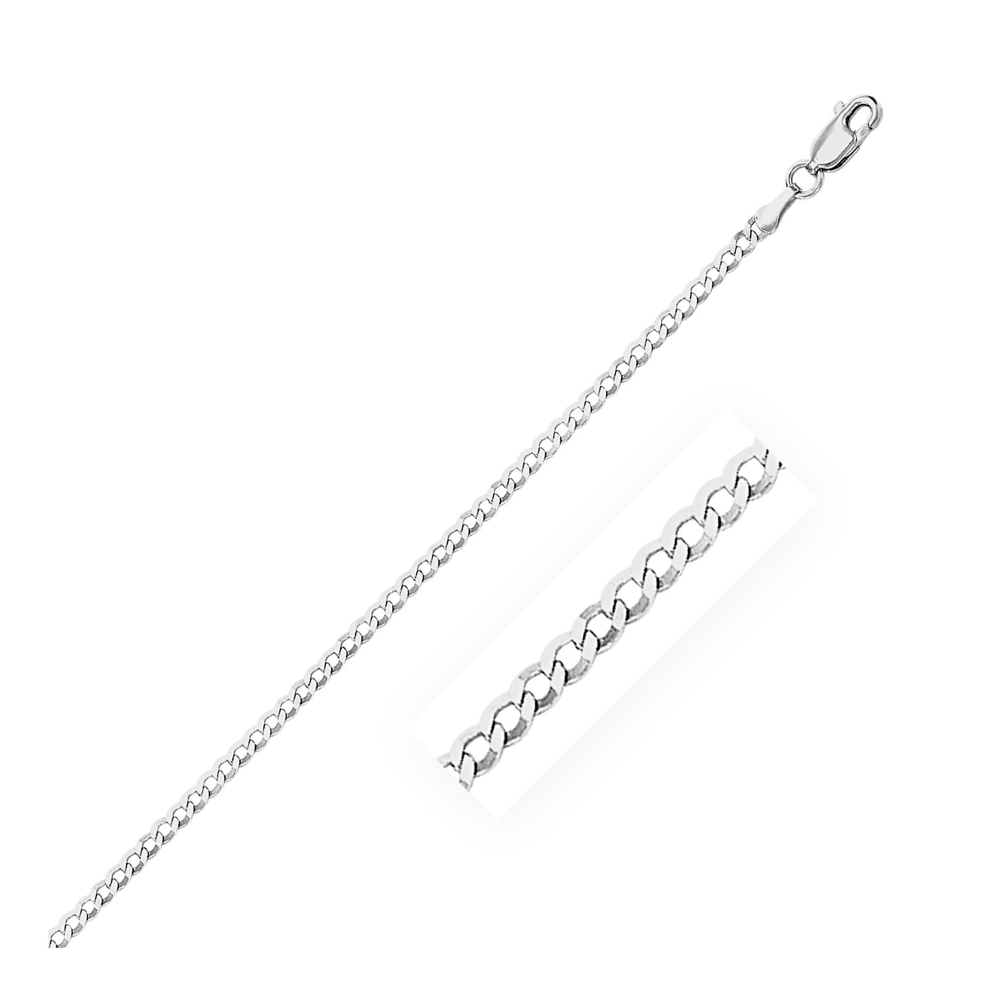 14k White Gold Curb Link Anklet