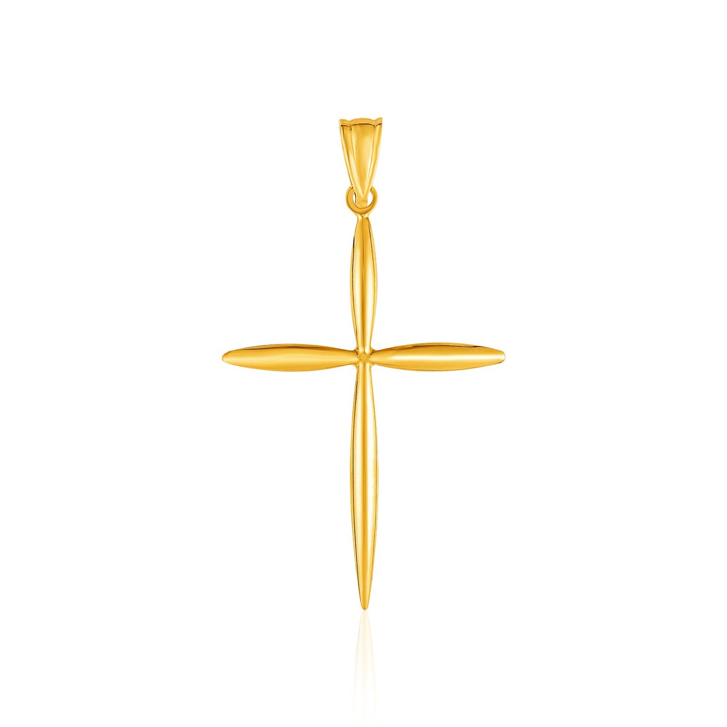 Rounded and Pointed Cross Pendant in 14k Yellow Gold