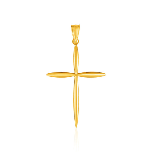 Rounded and Pointed Cross Pendant in 14k Yellow Gold