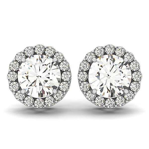 1 1/6 CT. T.W Round Halo Diamond Earrings in 14k White Gold