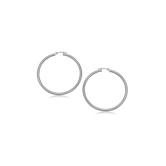 10k White Gold Polished Hoop Earrings