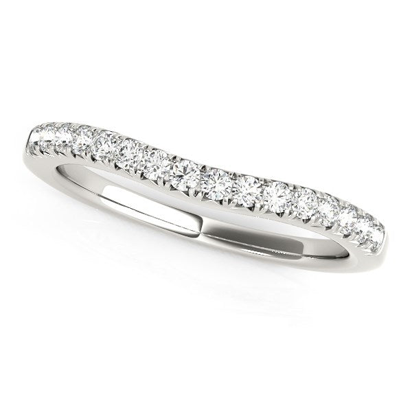1/4 CT. T.W. Pave Set Round Curved Diamond Wedding Band in 14k White Gold