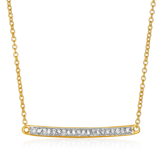 1/10 CT .T.W 14k Yellow Gold Necklace with Diamond Bar