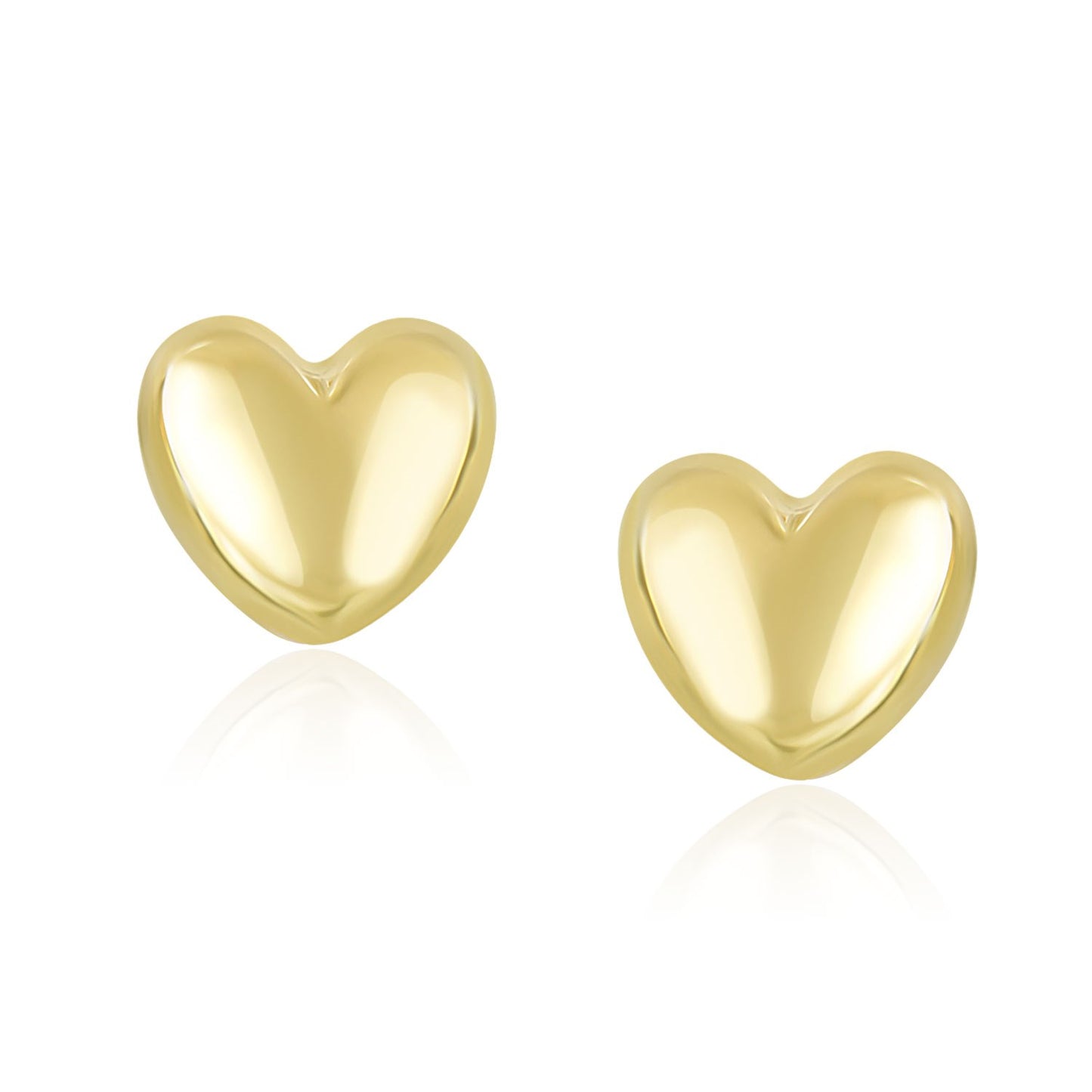 14k Yellow Gold Puffed Heart Earrings