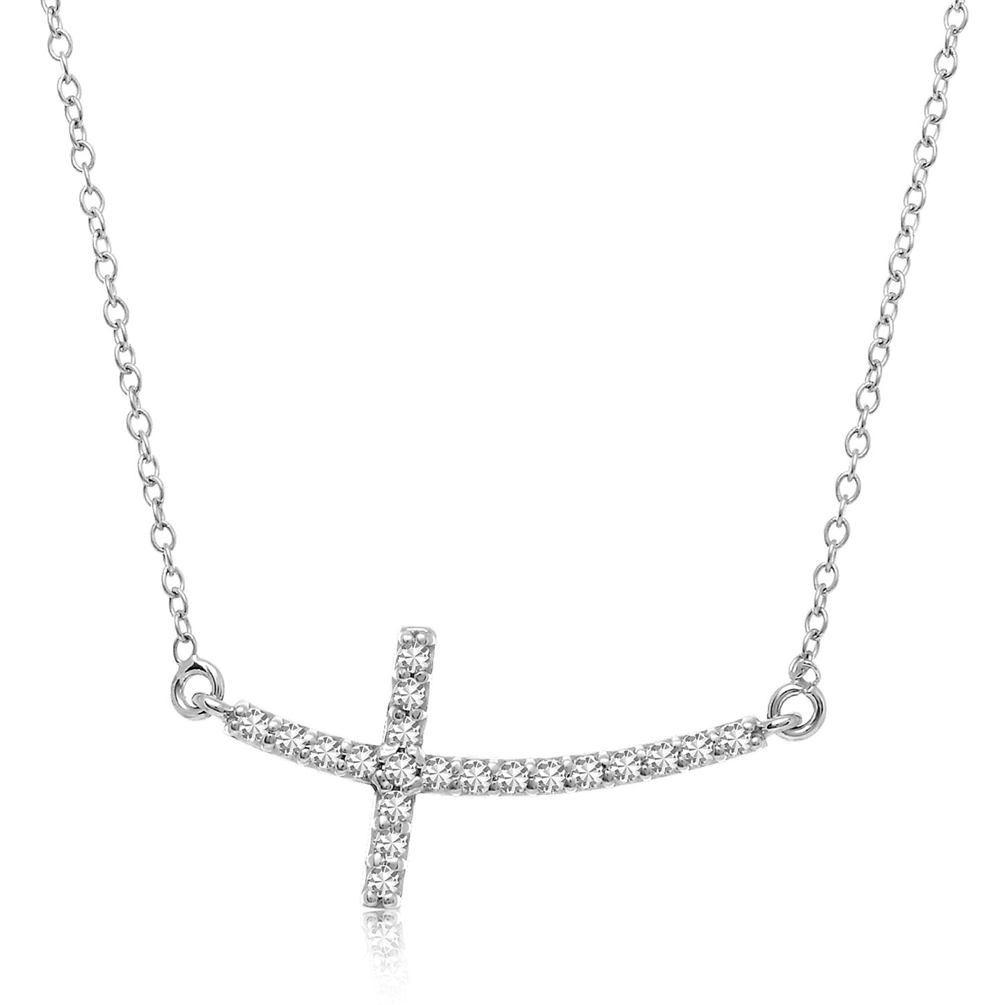 1/5 CT. T.W Diamond Cross Motif Necklace in 14k White Gold