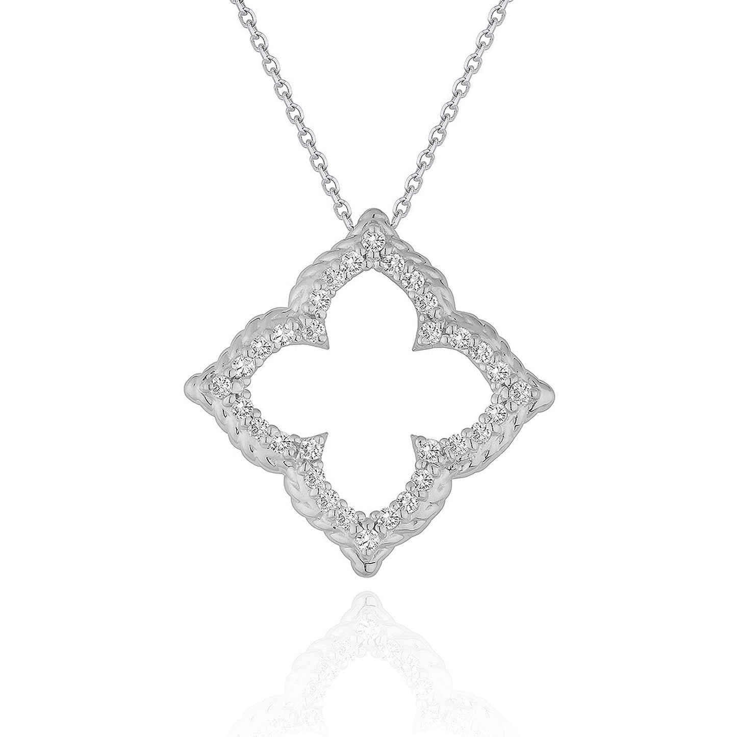 1/3 CT. T.W Diamond Flower Pendant in 14k White Gold