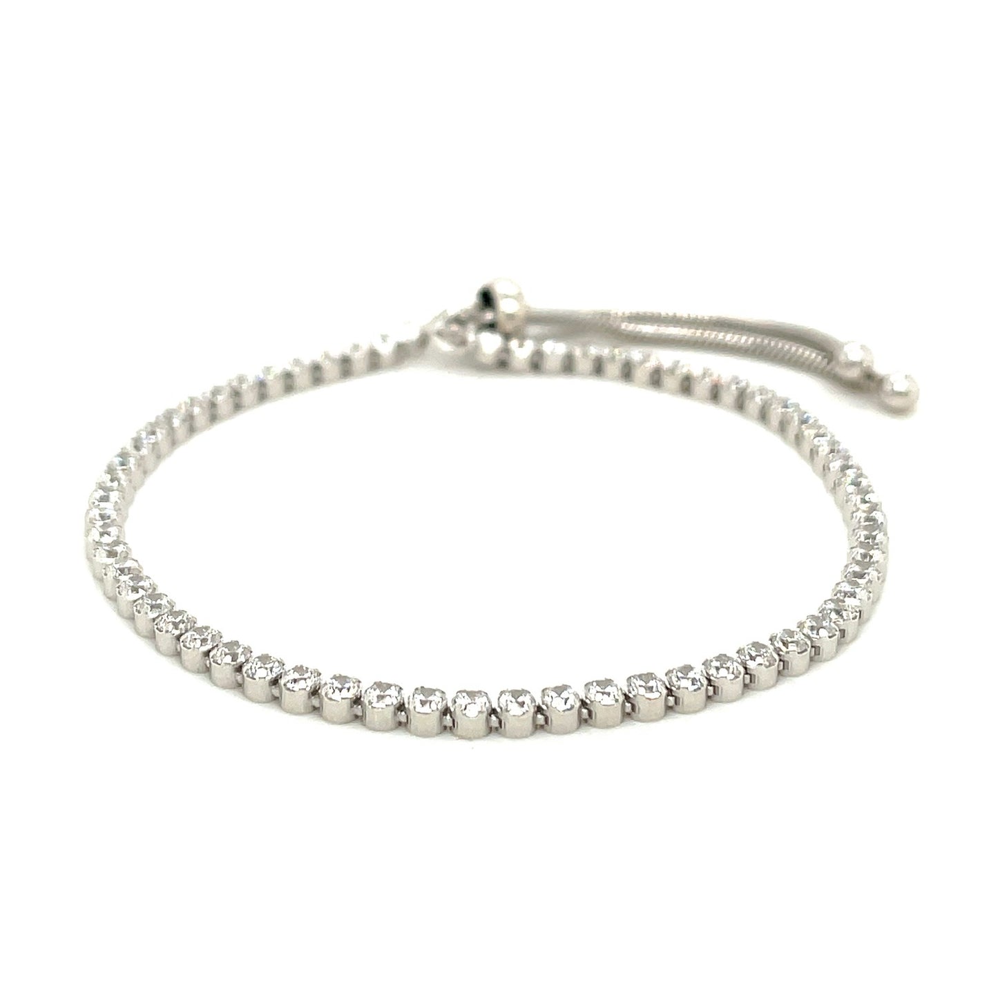 Adjustable Sterling Silver CZ Tennis Bracelet (4.00 mm)