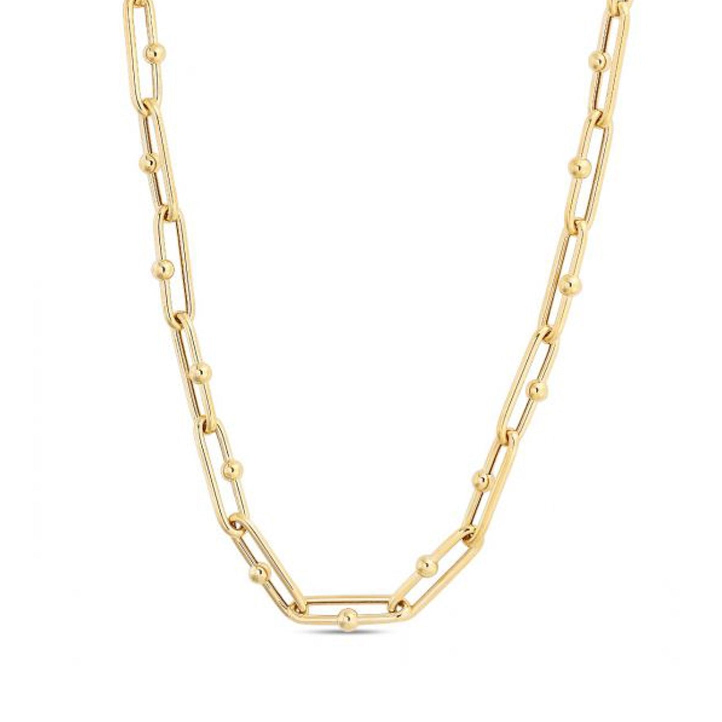 14k Yellow Gold Paperclip Link Necklace