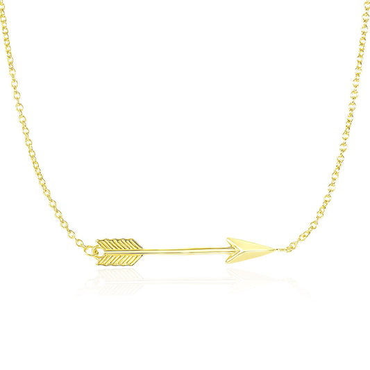 14k Yellow Gold Necklace with Horizontal Arrow Pendant