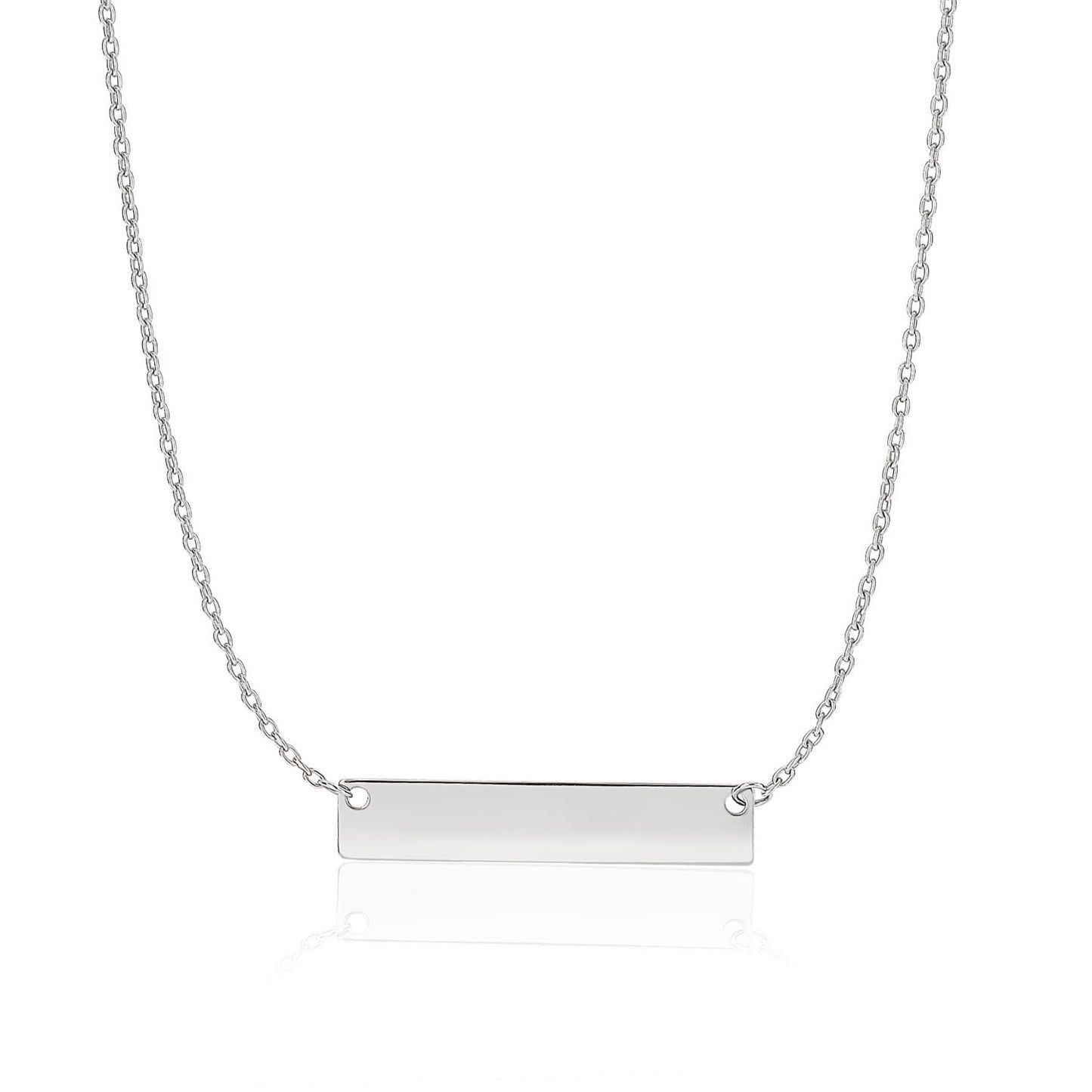 14k White Gold Flat Bar Necklace