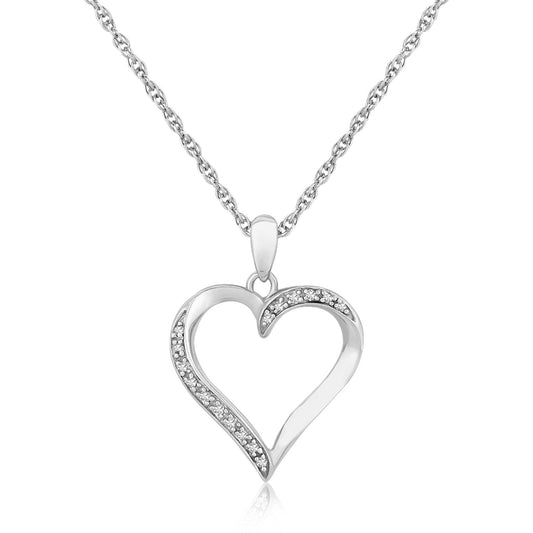 Diamond Studded Open Heart Twisted Pendant