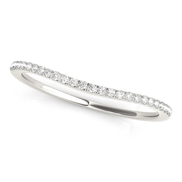 1/10 CT. T.W. Pave Setting Curved Diamond Wedding Band in 14k White Gold
