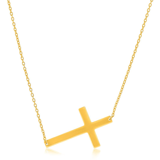 14k Yellow Gold Cross Motif Necklace